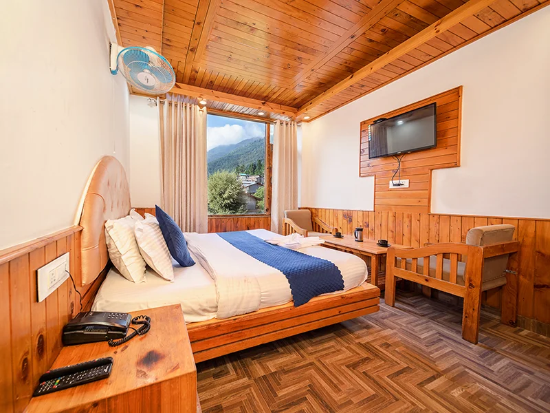 Deluxe room interior at Veer Villa Manali
