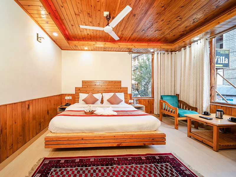 Super Deluxe room interior at Veer Villa Manali